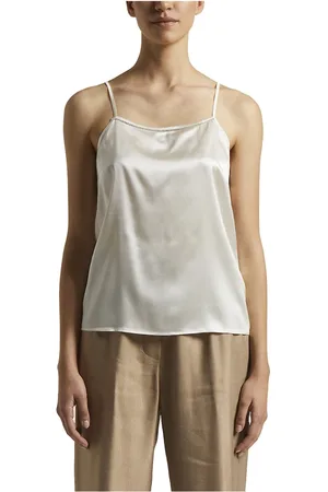 PESERICO SIGN Top, Dame, , S, Satin, Blank stræk silke satin top
