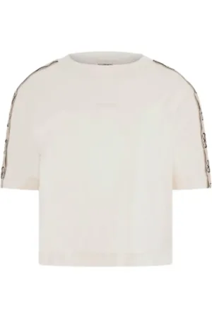 Guess Top, Dame, Hvid, L, Bomuld, Britney Crop Tee