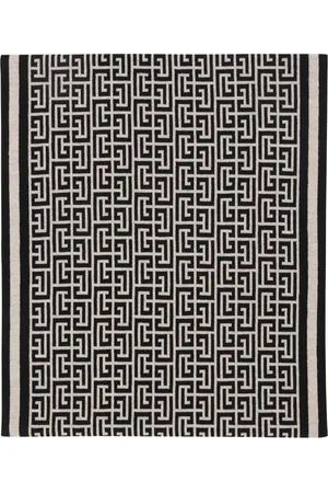 Balmain Tilbehør, Herre, Sort, ONE SIZE, Uld, Uldtørklæde med Monogram