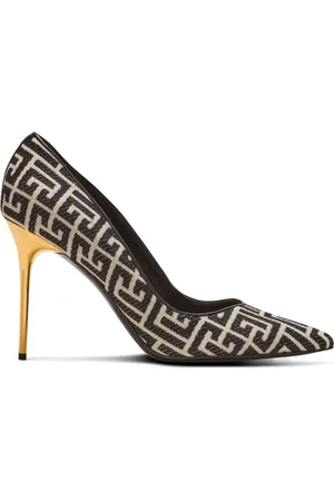 Balmain Sko, Dame, Sort, 36 1/2 EU, Bomuld, Ruby stilethæle med jacquard monogram