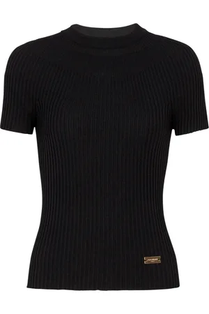 Balmain Strik, Dame, Sort, M, Uld, Ribstrikket top