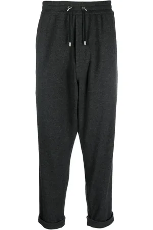 Balmain Bukser, Herre, Grå, XL, Uld, Lavskridt Bælter Flannel Bukser