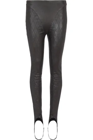 Balmain Bukser, Dame, Sort, M, Læder, Topstitched læder leggings