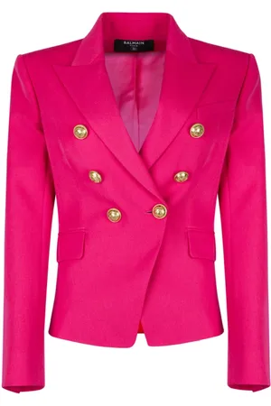 Balmain Jakke, Dame, Lyserød, S, Uld, Fuchsia Dobbelt Brystet Blazer