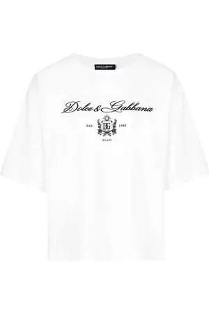 Dolce & Gabbana Top, Dame, Hvid, M, Bomuld, Afslappet Bomuld T-Shirt i Hvid
