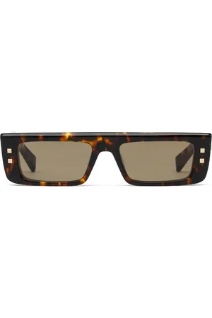 Balmain Tilbehør, Dame, Brun, ONE SIZE, Uld, Spotted Havana solbriller med 18K guld