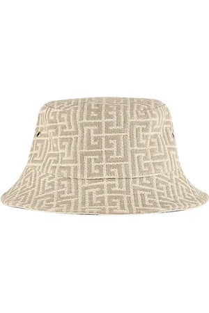 Balmain Tilbehør, Herre, , M, Bomuld, Monogram Jacquard Ivory and White Bucket Hat