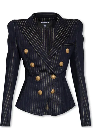 Balmain Jakke, Dame, Blå, XS, Uld, Dobbeltbrystet blazer