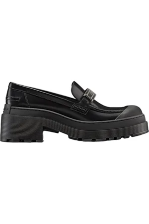 Dior Sko, Dame, Sort, 34 EU, Læder, Sorte Læder Loafers Elegant Stil