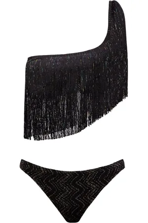 Missoni Badetøj, Dame, Sort, S, Uld, Zig-zag Bikini med Frynser