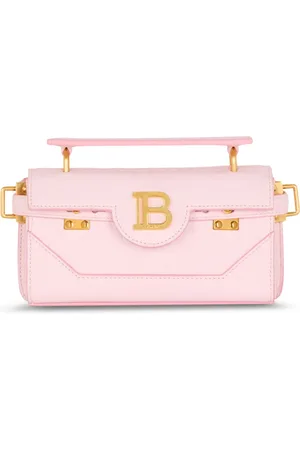 Balmain Taske, Dame, Lyserød, ONE SIZE, Læder, B-Buzz 19 taske i kornet PB Labyrinth læder