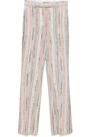 Missoni Bukser, Dame, Flerfarvet, S, Uld, Stribede Beige Bukser Stilfuld
