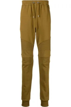 Balmain Bukser, Herre, Grøn, 2XL, Bomuld, Ribbet Grøn Flock Sweatpant