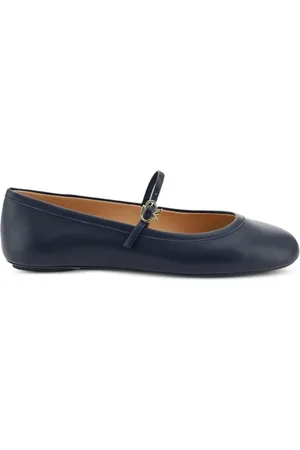 Gianvito Rossi Sko, Dame, Blå, 38 EU, Denim, Denim Ballerina Flats med Ankelrem