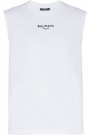 Balmain Top, Herre, Hvid, L, Bomuld, Paris broderet vest top
