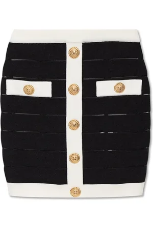 Balmain Nederdel, Dame, Sort, S, Polyester, Nederdel med dekorative knapper