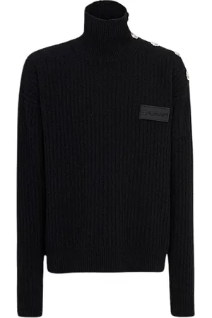 Balmain Strik, Herre, Sort, S, Uld, Kashmir Rullekrave Trøje