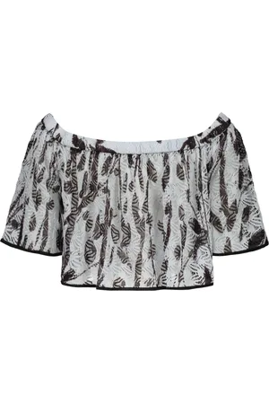 M Missoni Bluser & Skjorter, Dame, Flerfarvet, L, Uld, Off-shoulder top i åben strik