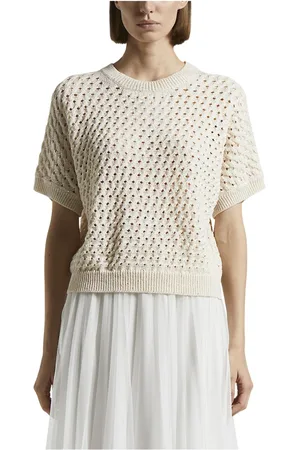 PESERICO SIGN Strik, Dame, , L, Bomuld, Bomuldscordonnet sweater med pailletter