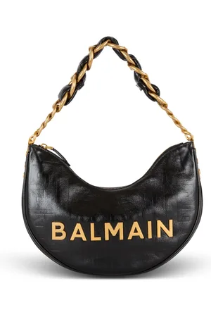 Balmain Taske, Dame, Sort, ONE SIZE, Uld, 1945 Soft Moon taske i monogrammeret kalveskind