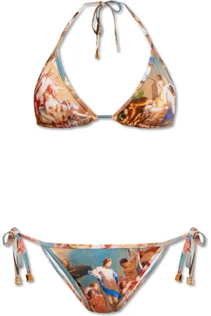 Balmain Badetøj, Dame, Flerfarvet, M, Uld, Bikini med logo-print