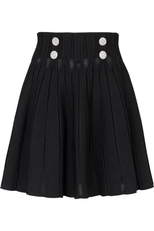Balmain Nederdel, Dame, Sort, M, Polyester, Ribstrikket skater nederdel