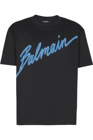 Balmain Top, Herre, Sort, XS, Bomuld, Brev flocked T-shirt
