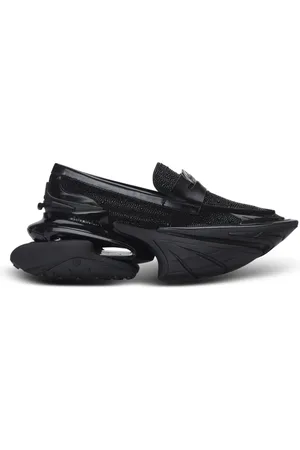 Balmain Sko, Herre, Sort, 44 EU, Læder, Enhjørning loafers i rhinsten kalveskind