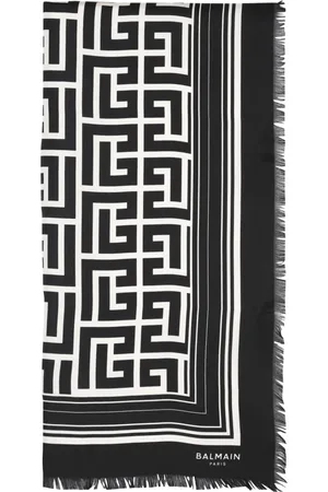 Balmain Tilbehør, Dame, Sort, ONE SIZE, Silke monogram tørklæde
