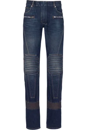 Balmain Jeans, Herre, Blå, W35, Denim, Denim straight-leg biker jeans
