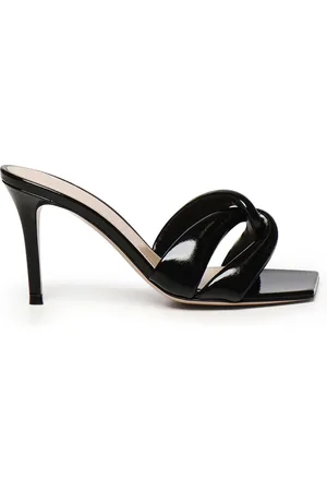Gianvito Rossi Sko, Dame, Sort, 39 EU, Læder, Sorte lædersandaler med åben tå