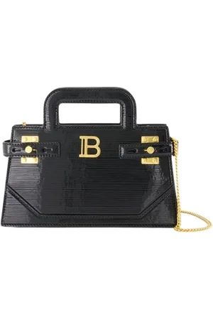Balmain Taske, Dame, Sort, ONE SIZE, Læder, Sort læder Crossbody med Top Håndtag