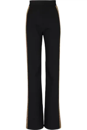 Balmain Bukser, Dame, Sort, 2XS, Uld, Broderede uld Tuxedo-bukser