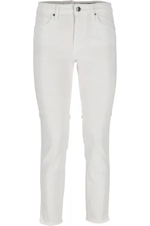 Armani Exchange Jeans, Dame, Hvid, W28, Bomuld, Hvid Højtaljede Tapered Leg Jeans