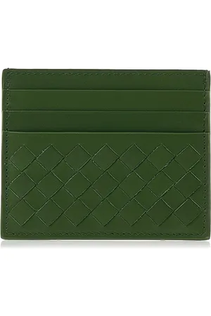 Bottega Veneta Tilbehør, Herre, Grøn, ONE SIZE, Uld, Grøn Intrecciato Kortholder Pung