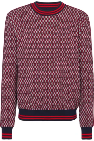 Balmain Strik, Herre, Flerfarvet, M, Uld, Monogram Jacquard Jumper