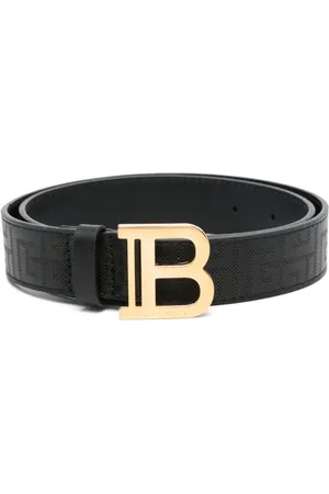 Balmain Tilbehør, Dame, Sort, XL, Læder, Logo Spænde Læderbælte