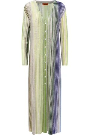 Missoni Strik, Dame, Flerfarvet, M, Polyester, Stribet Paillet Lang Cardigan
