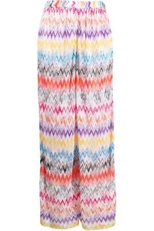 Missoni Bukser, Dame, Flerfarvet, XS, Uld, Plettet Zig Zag Bred Bukser