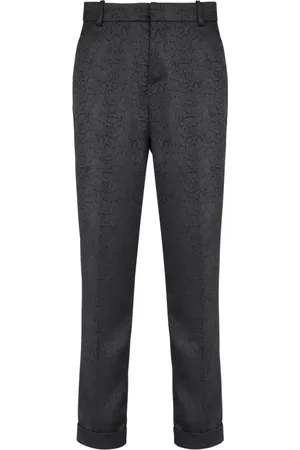 Balmain Bukser, Herre, Sort, M, Polyester, Rette Python Jacquard Bukser