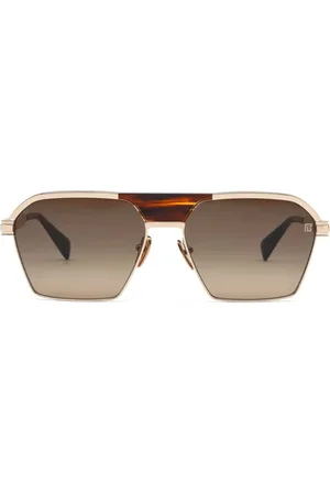 Balmain Tilbehør, Dame, Brun, ONE SIZE, Uld, 12k Guld Brun Swirl Navigator Solbriller