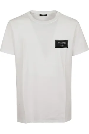 Balmain Top, Herre, Hvid, 2XL, Bomuld, Couture Label T-Shirt - Slim Fit