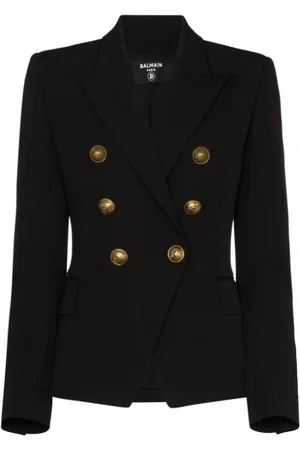 Balmain Jakke, Dame, Sort, XS, Uld, Dobbeltradet Blazer