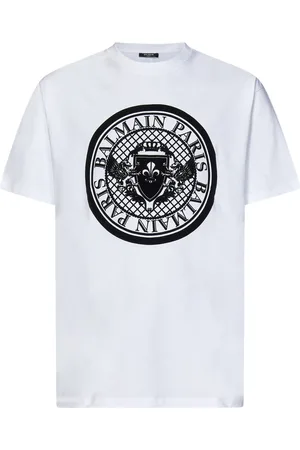 Balmain Top, Herre, Hvid, S, Bomuld, Hvid T-shirt Klassisk Pasform Casual Stil