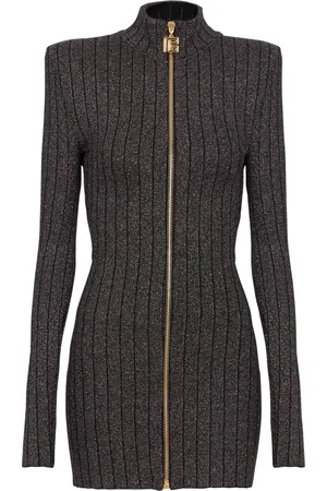 Balmain Kjole, Dame, Grå, S, Polyester, Korte kjoler