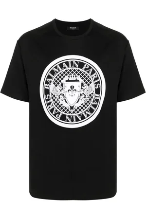 Balmain Top, Herre, Sort, XL, Bomuld, Coin Flock T-Shirt