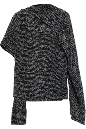 Balmain Bluser & Skjorter, Dame, Sort, 2XS, Silketop med monogram