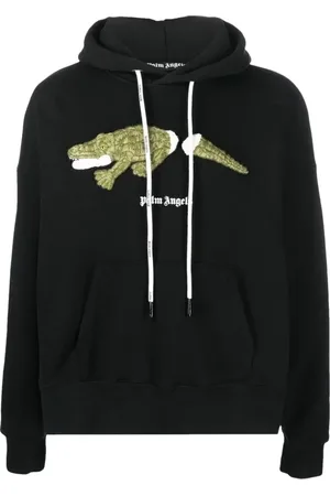 Palm Angels Sweathshirts & Hoodies, Herre, Sort, M, Bomuld, Sort Krokodille Hættetrøje