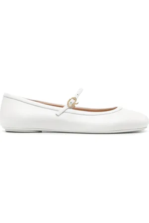 Gianvito Rossi Sko, Dame, Hvid, 35 EU, Læder, Hvide Læder Mary Jane Stil Ballerinaer