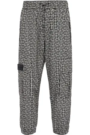 Balmain Bukser, Herre, Sort, S, Cargo bukser med monogram